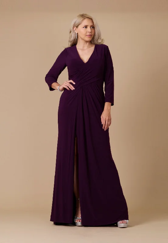 TighterLong Formal Stretch Evening Long Sleeve Dress Plum