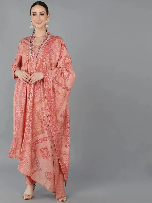 Ahika Women Silk Blend Abstract Printed Kurta-PKSKD1690_XS