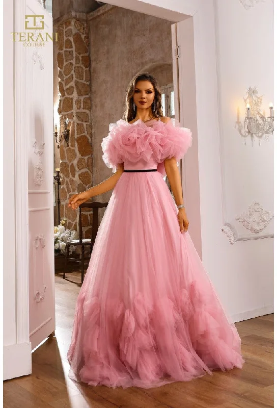 TightperformanceTerani Couture 251P4090 Ruffle Ball Gown Long Formal Prom Dress