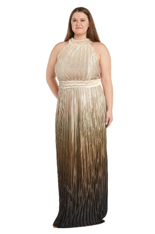 TightbudgetR&M Richards 6606W Pleated Long Formal Plus Size Ombre Dress