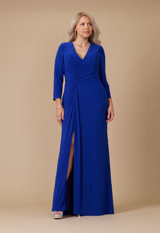 TightlippedLong Formal Stretch Evening Long Sleeve Dress Royal Blue