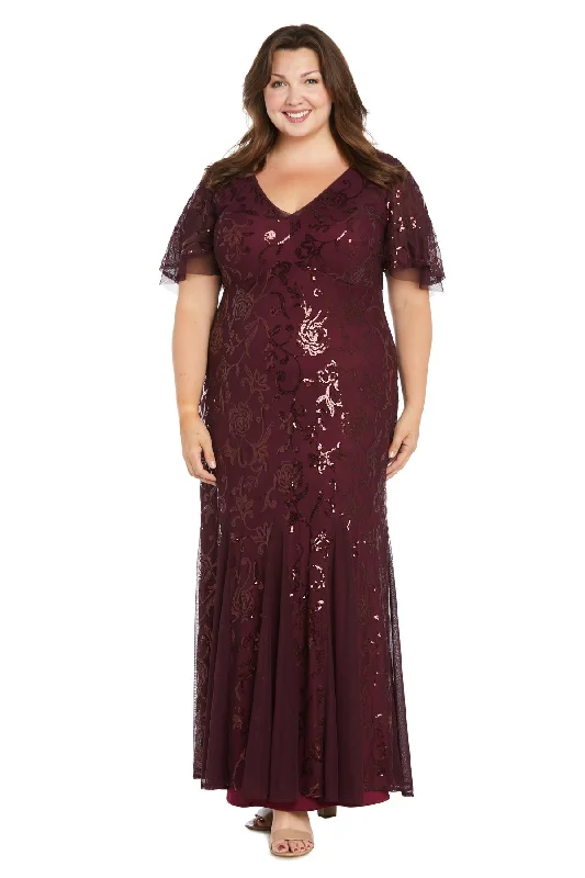 TightlaceR&M Richards 3215W Floral Sequin Long Formal Plus Size Dress