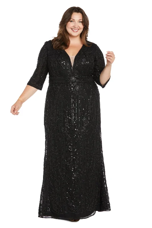 TightholdR&M Richards 3273W Long Formal Metallic Plus Size Dress