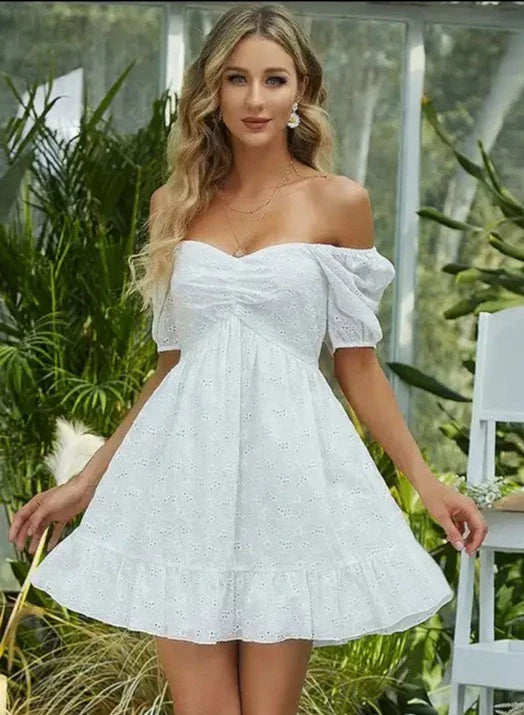 TightwrapShort Sleeve Cocktail Dress White