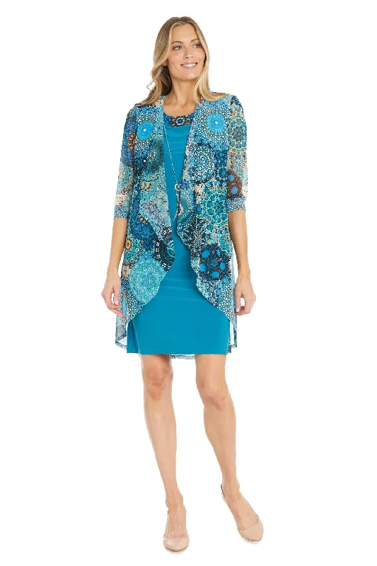 TightlippedR&M Richards 1307 Short Mother of the Bride Printed Jacket Dress