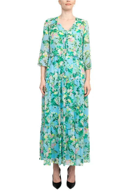 TightfitMaison Tara 27172MA Long Floral Mother of the Bride Jacket Dress