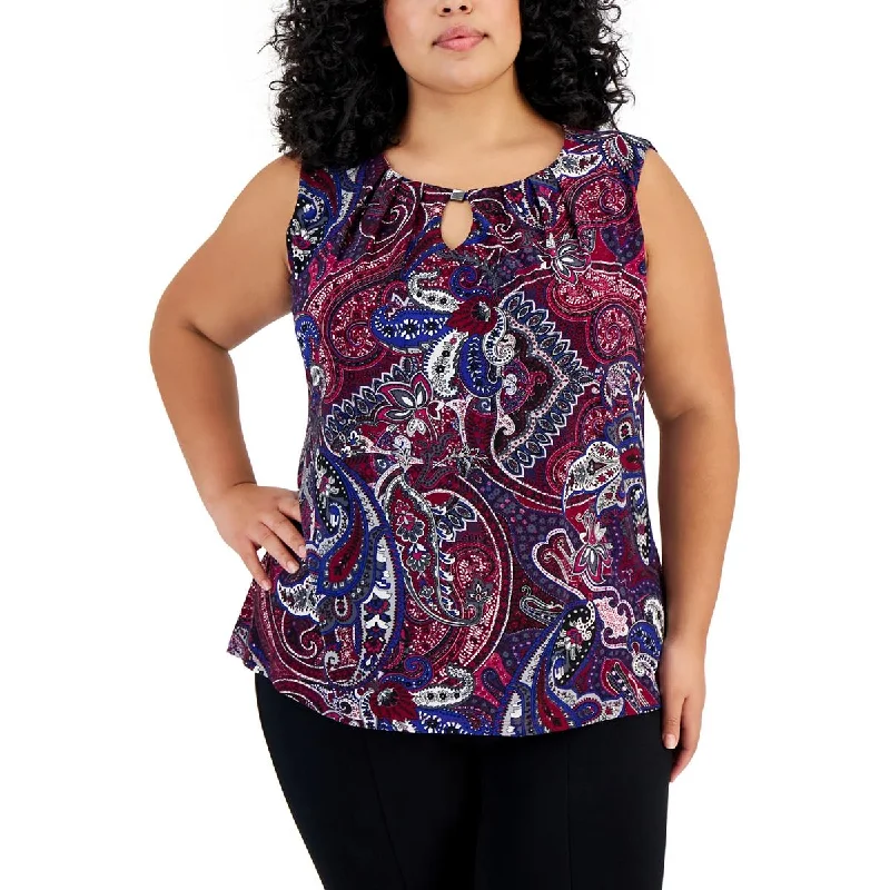 Women's thin topsKasper Womens Plus Paisley Keyhole Shell