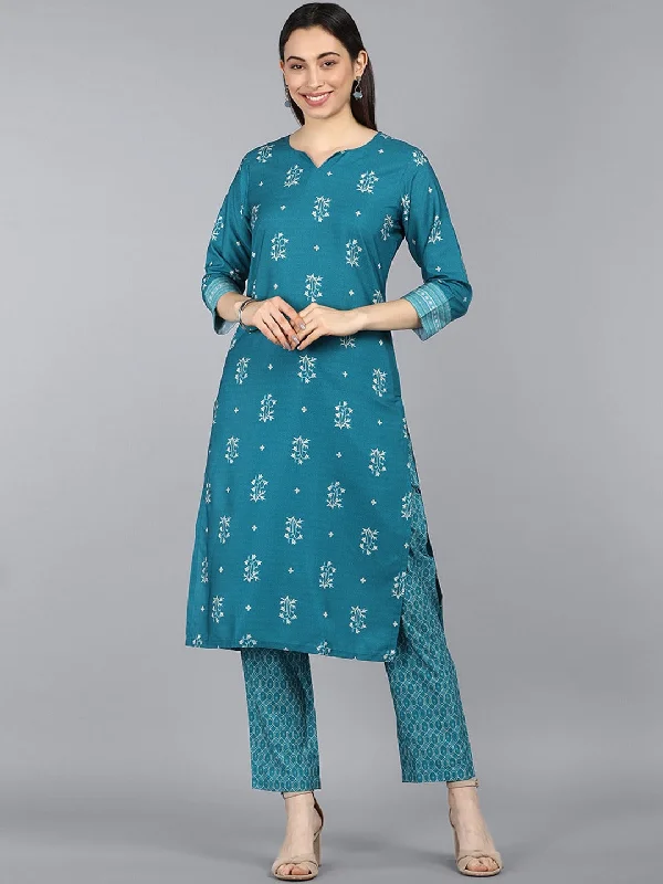 Ahika Polyester Printed Kurta Pant Set-PKSET1042AB_S