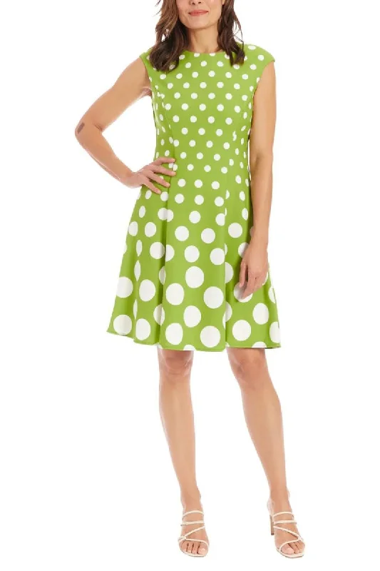 TightbeltLondon Times T3791M Short Pleated Polka Dot Print Cocktail Dress