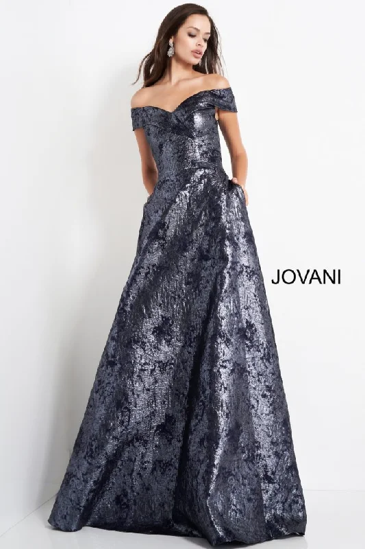 TightplayJovani 03674 Long A Line Metallic Formal Prom Dress