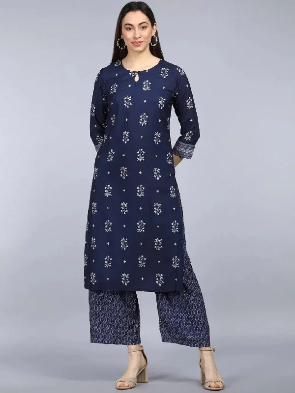 Ahika Polyester Printed Kurta Pant Set-PKSET1044AB_S