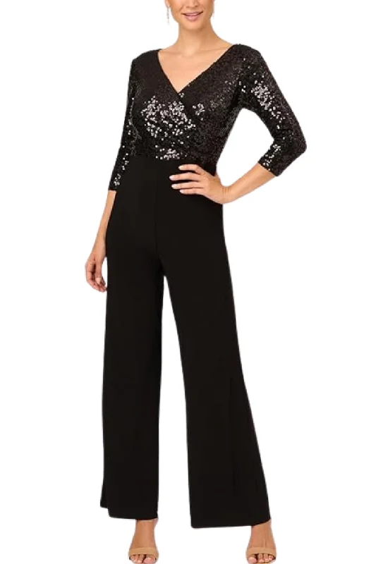 TightsleeveAdrianna Papell AD5E210877 Long Sequin Formal Mother of the Bride Jumpsuit