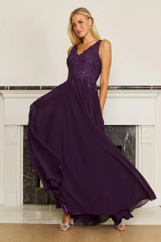 TighthugLong Formal Dress Plus Size Evening Gown Plum