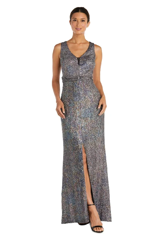 TightstrapR&M Richards 9128P Long Metallic Formal Petite Dress