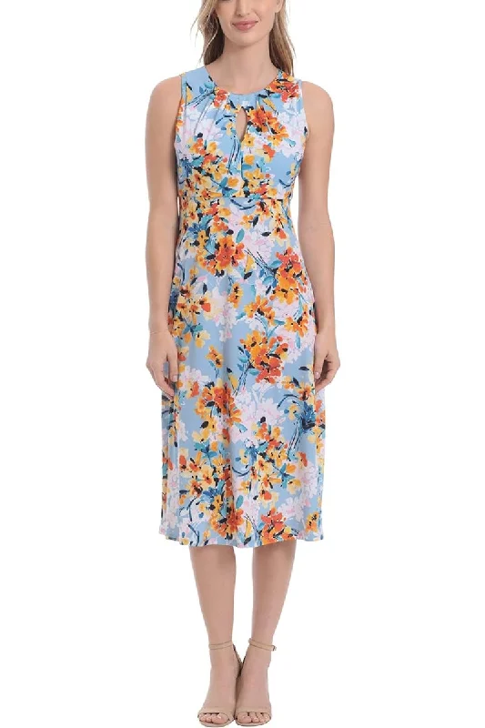 TighterLondon Times T6725M A Line Printed Short Cocktail Midi Dress