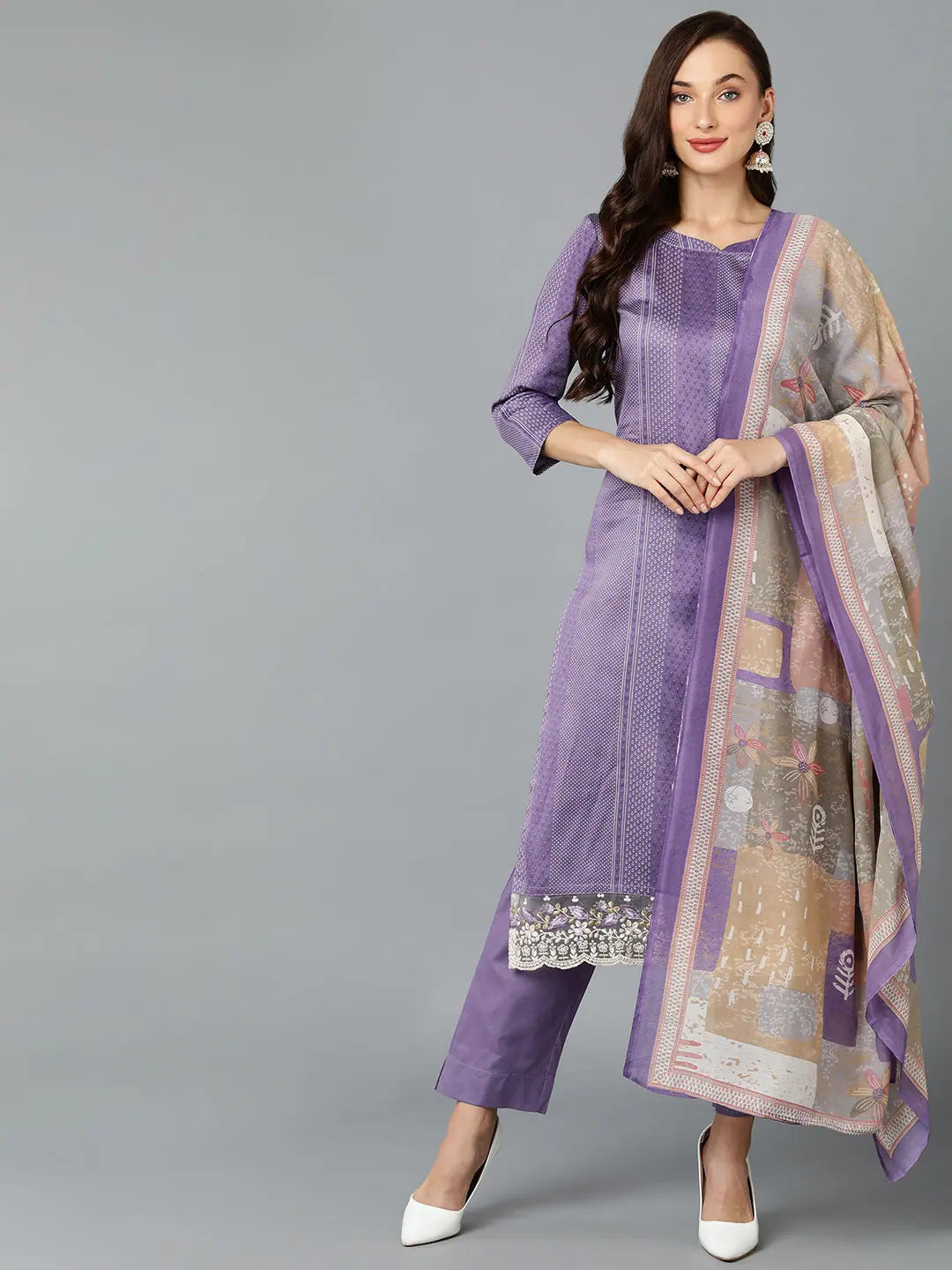 Silk Blend Soft Purple Straight Kurta Pant-VKSKD1831A_XS