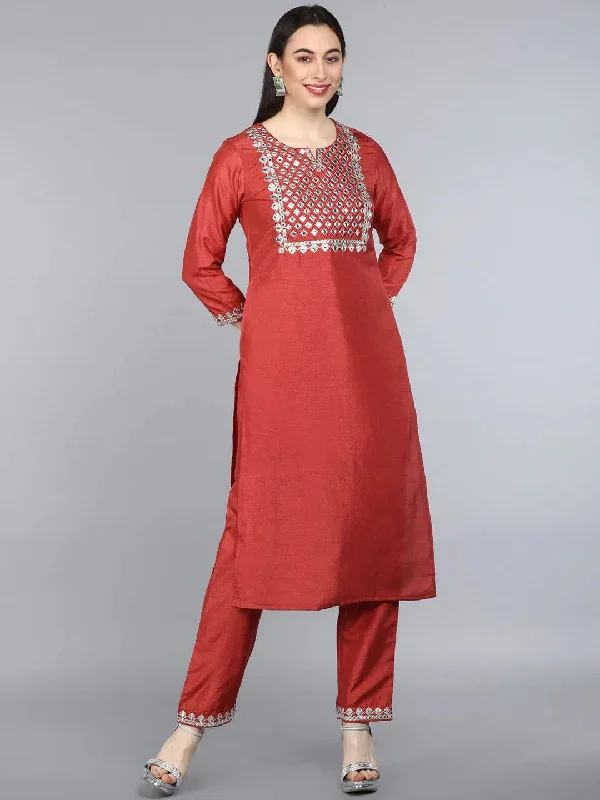 Ahika Poly Silk Printed Kurta Pant Set-PKSET1116A_S