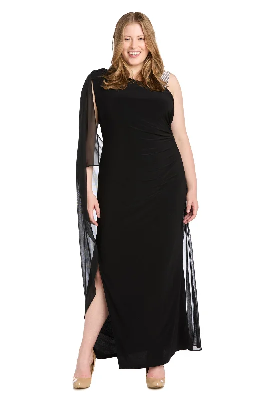 TightbeltR&M Richards 6634W Long Slit Formal Plus Size Cape Dress