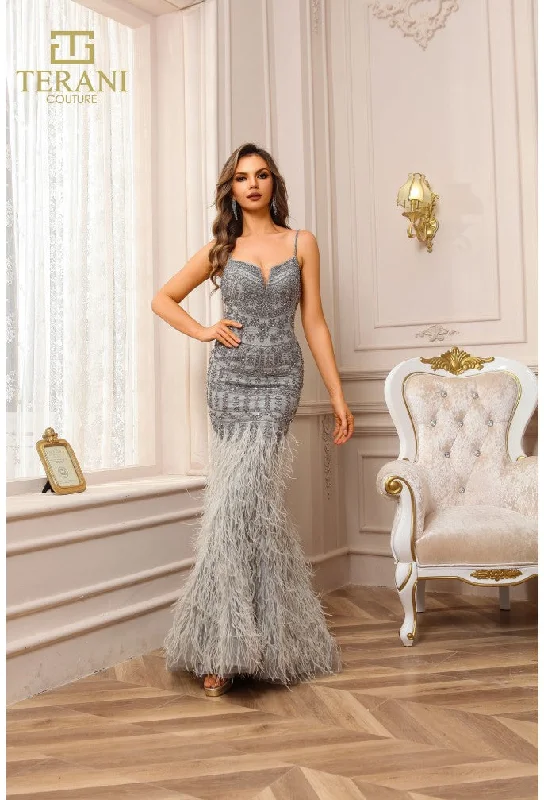 TightmelodyTerani Couture 251GL4199 Long Fitted Formal Beaded Prom Dress