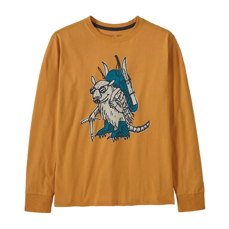 Patagonia Kids Long Sleeve Regenerative Organic Cotton Graphic T-shirt - Fun Hogs Armadillo / Dried Mango