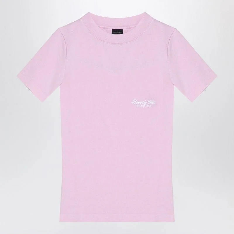 BALENCIAGA Beverly Hills Pink Cotton Crew Neck TeeCrewneckcolor