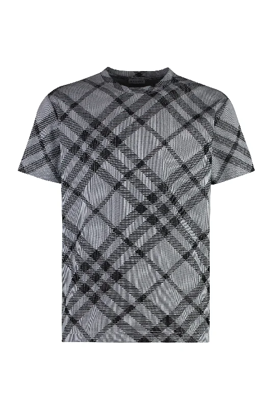 BURBERRY Essential Grey Check Crew-Neck TeeCrewneckcotton