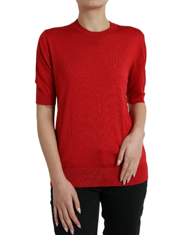 Dolce & Gabbana Silk Red Crew Neck TopCrewneckscene