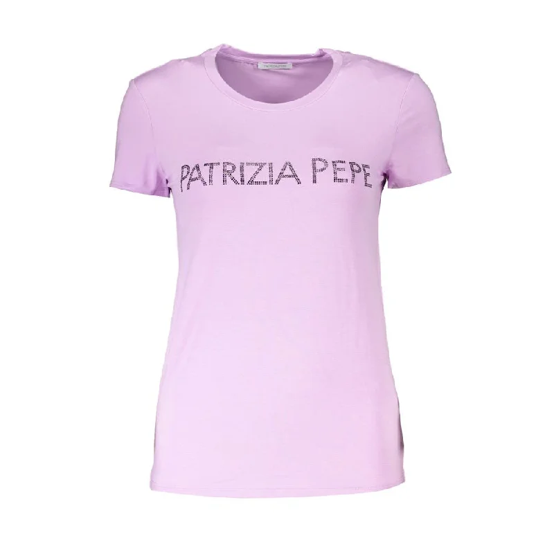 Patrizia Pepe Purple Rhinestone Crew Neck TeeCrewnecklinen