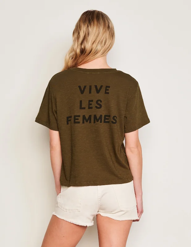 Sundry Les Femmes Crew Neck Tee in OliveCrewneckweb