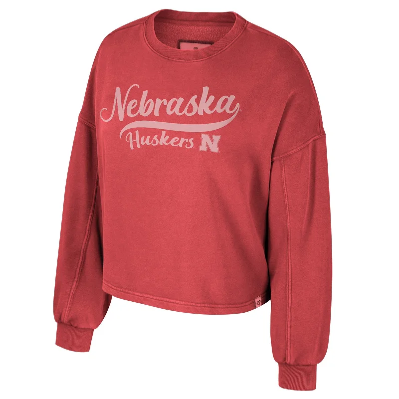 Women's Nebraska Huskers Taha Crew Washed FleeceCrewnecksleeve