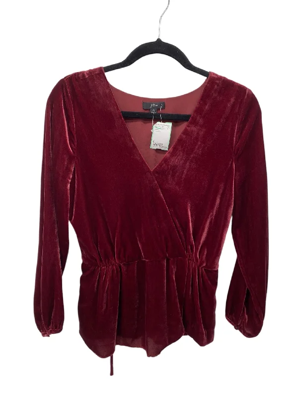 J Crew Misses Size 6 Burgundy LS BlouseCrewnecksecurity