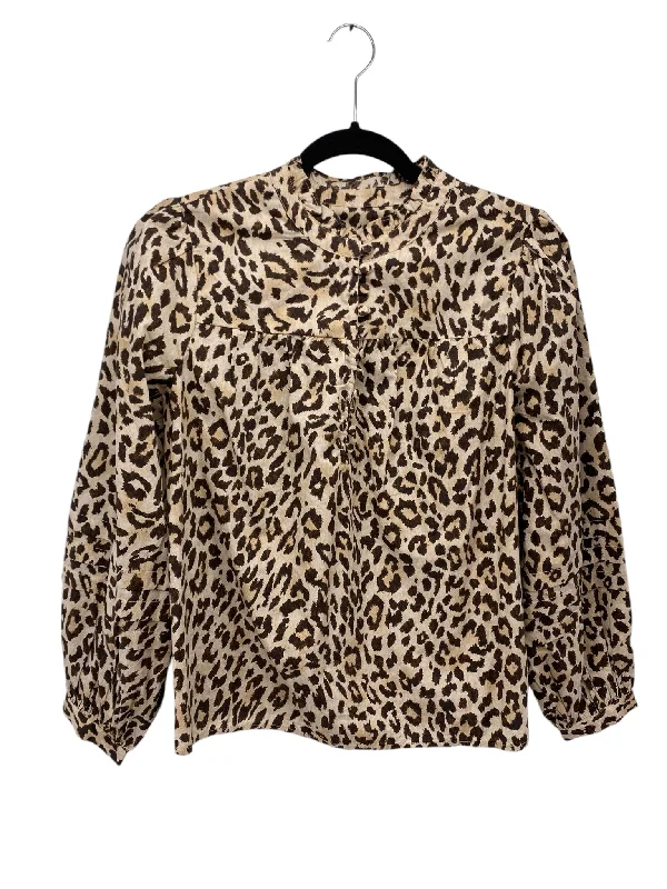 J Crew Misses Size XS Animal Print LS BlouseCrewneckcloud