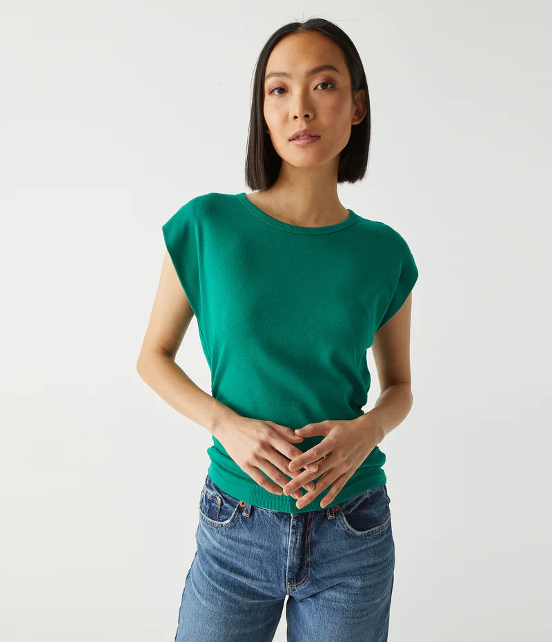 Joni Crew Neck Power Shoulder TopCrewneckidentity