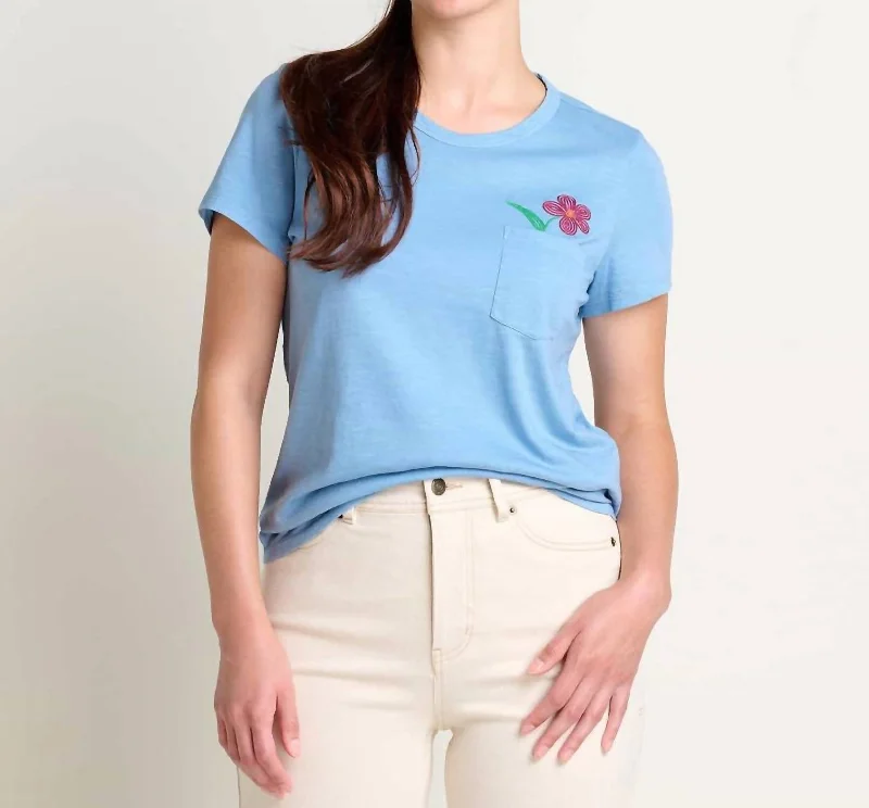 Primo Crew Embroidered Tee In Weathered Blue EmbroideryCrewneckspirit