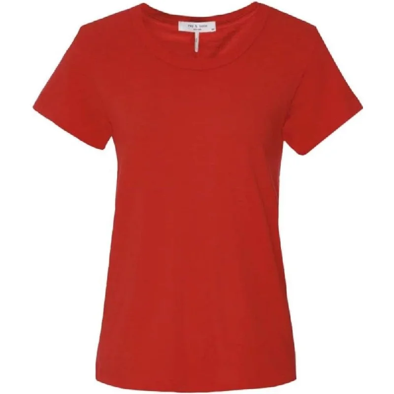 rag & bone Women's The Slub Crew Neck Tee, RedCrewneckcloud