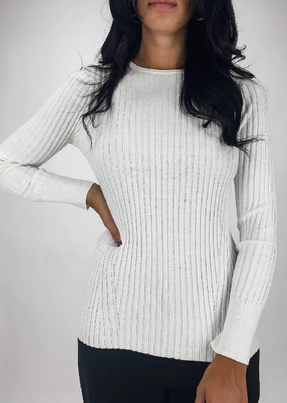 Rib Crew Neck Top In IvoryCrewneckfit