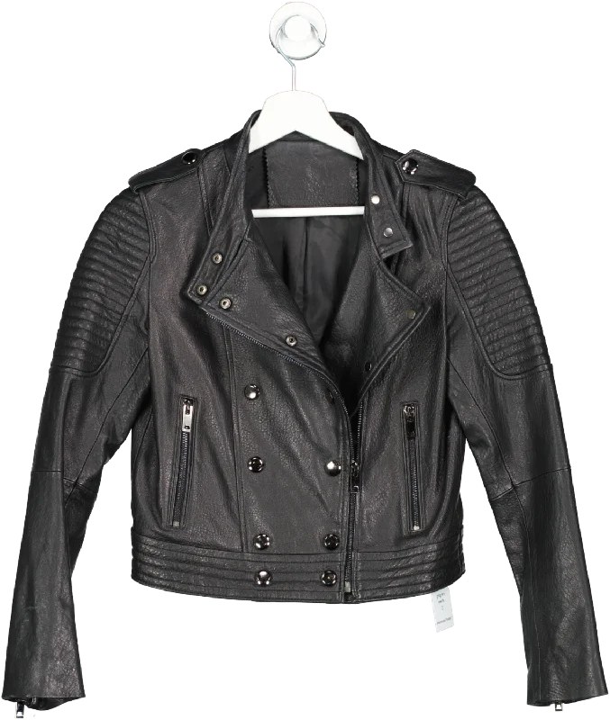 Asymmetrical JacketsBlack Leather Biker Jacket UK XS/S