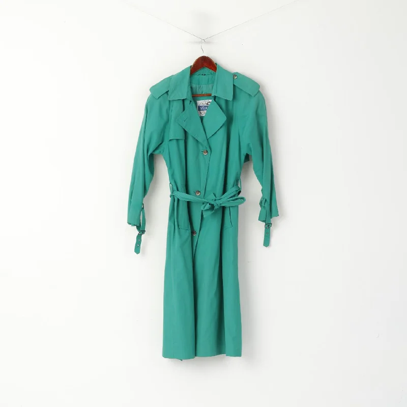 Asymmetrical JacketsNuage Women 10 M Trench Coat Green Vintage Cotton Long Double Breasted Rainwear