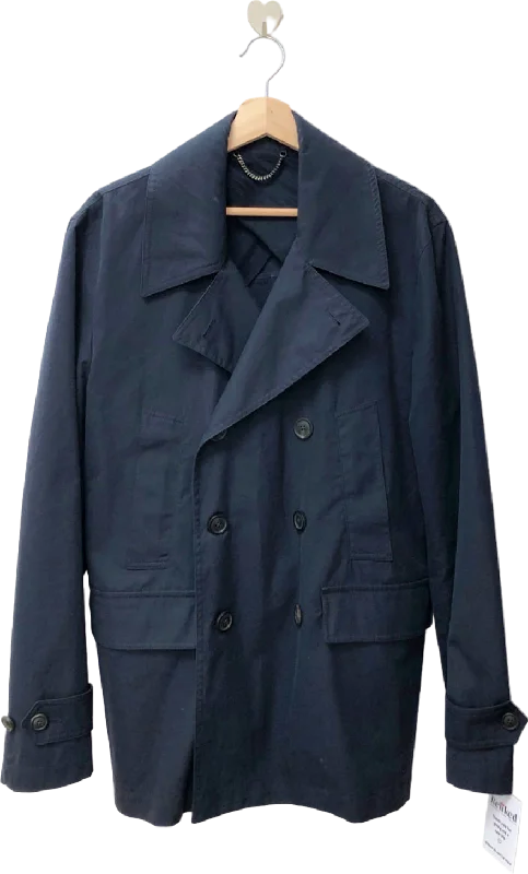 Rain JacketsGieves & Hawkes Navy Double-Breasted Peacoat UK S