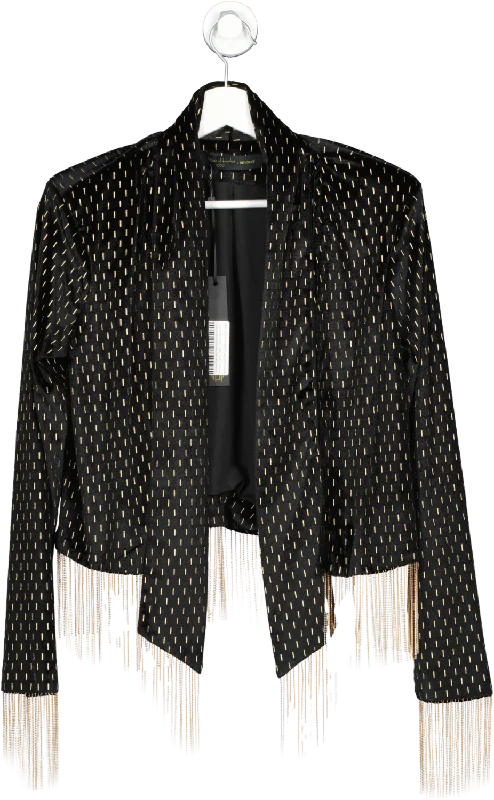 Limited Edition JacketsHouse of Harlow 1960 Black / Gold Velvet Beaded Fringed Cantina Jacket UK XS