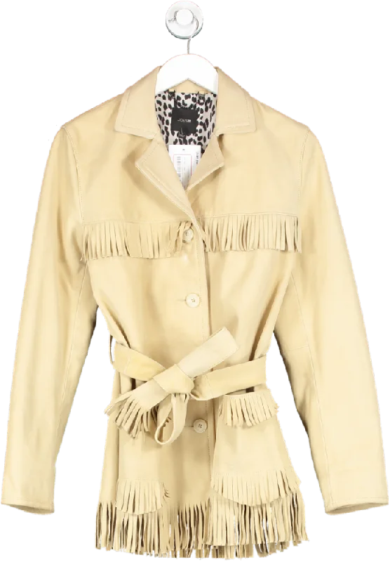 Suede JacketsJoe's Jeans Beige Suede Fringe Belted Jacket UK S