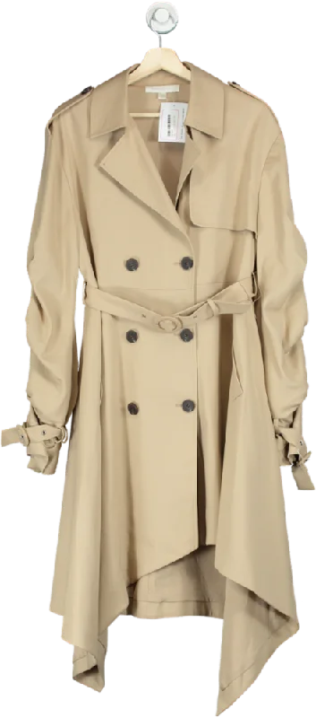 Winter JacketsJonathan Simkhai Beige Twill Tucked Sleeve Trench Coat In Neutral UK S