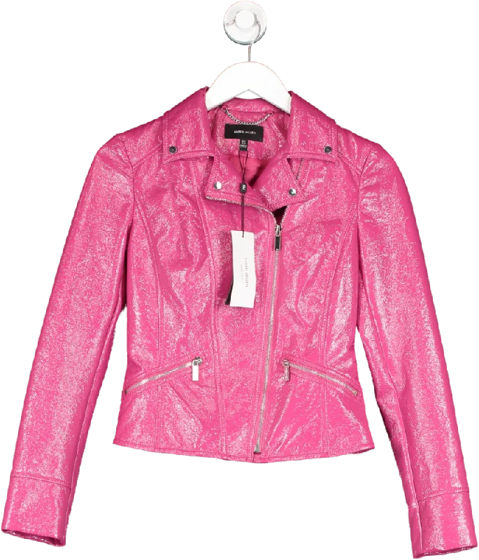 Sherpa JacketsKaren Millen Pink Patent Biker Jacket UK 6