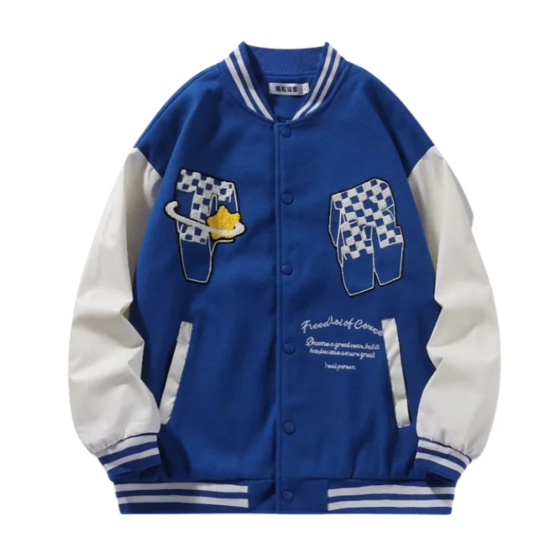 Cotton JacketsLetter Flocked Jacquard Varsity Jacket