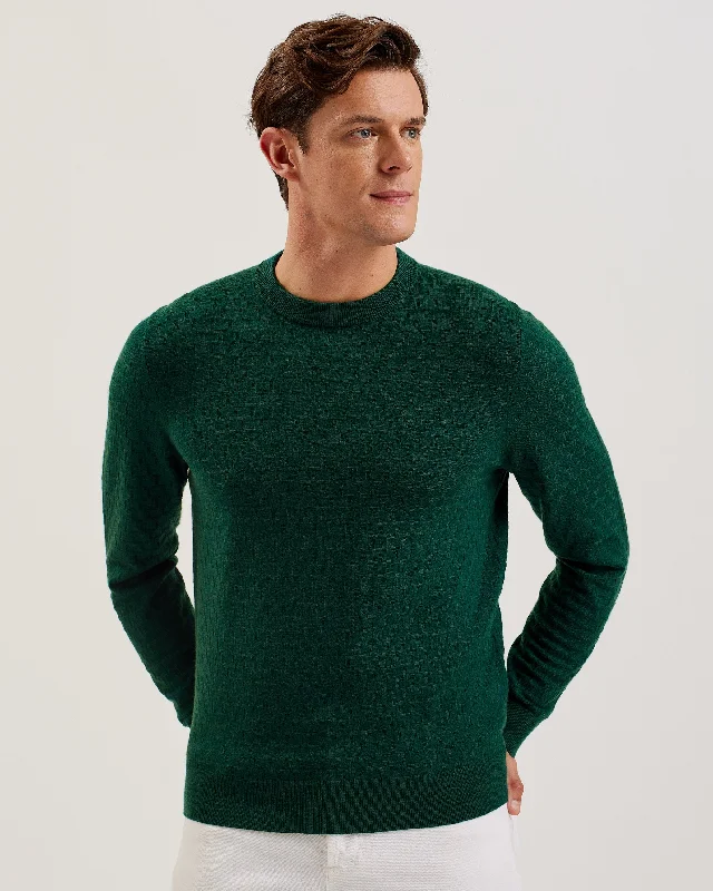 Loung Ls Diamond Stitch Crew Neck Dk-GreenCrewneckstyle