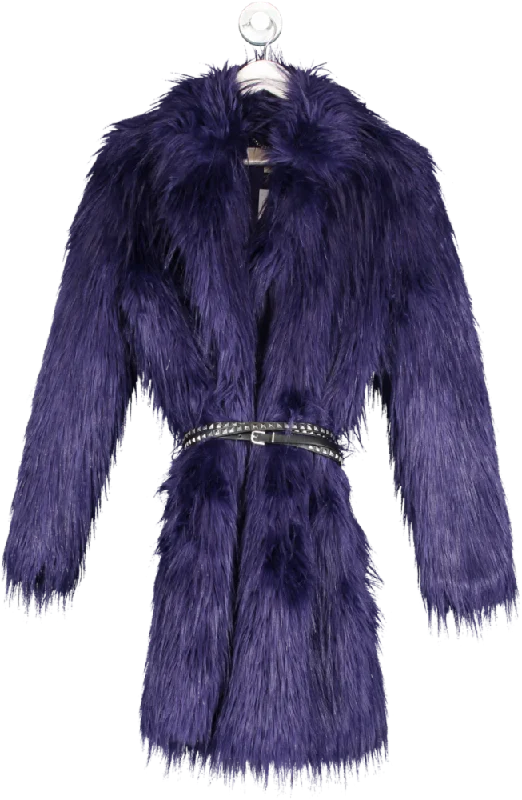 Polyester JacketsMichael Kors Purple Faux Fur Long Coat With Belt UK S