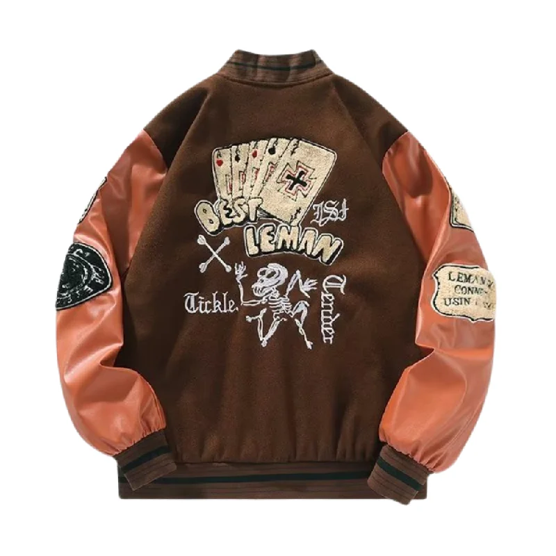 Beaded JacketsSkull Poker PU Jacket