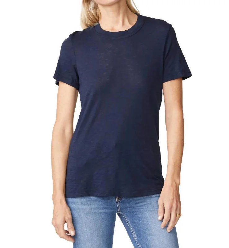 Supima Slub Jersey Crew Tee Top In New NavyCrewneckchic