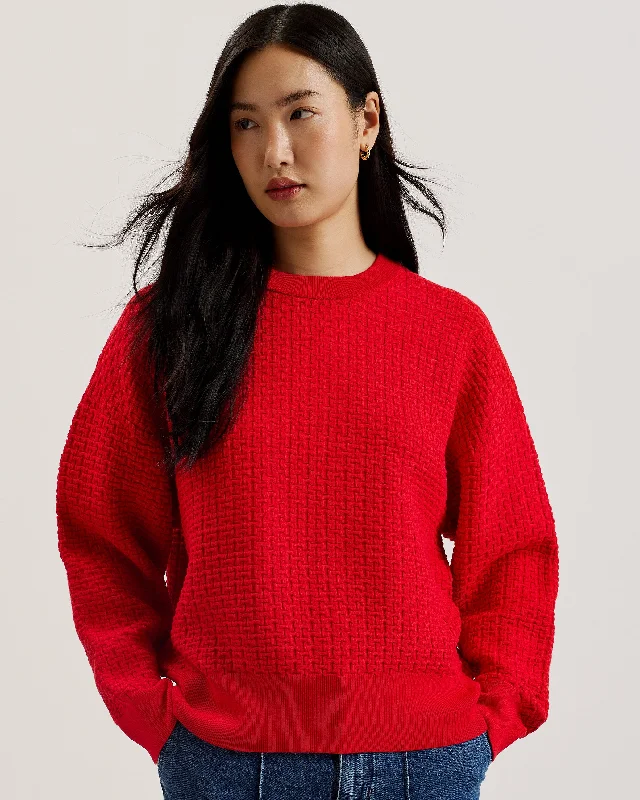 Tedtyy Jacquard Knitted Crew Neck Sweater RedCrewneckweb