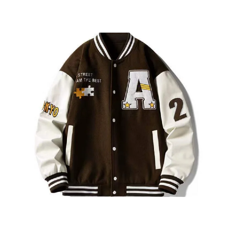 Track JacketsVintage Letter Star Embroidery Varsity Jacket